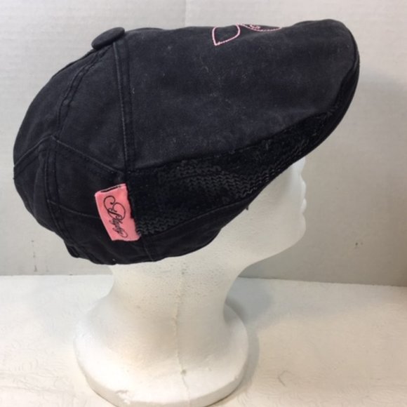 RARE Playboy Sequined Cap Hat Original  Black/Pink USED Vintage - Picture 4 of 16